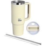 eco life ecolife μεταλλικό θερμός με καλαμάκι cream 900ml 33-BO-5012 5208009003021