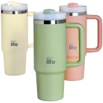 eco life ecolife μεταλλικό θερμός με καλαμάκι cream 900ml 33-BO-5012 5208009003021