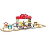 Hape Railway Ξύλινος Σιδηρόδρομος Train Station Set E3877K 6943478050723