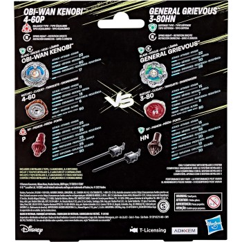 Hasbro Beyblade X Star Wars Collab, Obi-Wan Kenobi 4-60P Vs General Grievous 3-80H G0279 / G1694 5010996305732