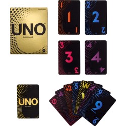 Mattel UNO Card Game Gold Edition for Kid, Adult & Family Nights, Collectible Deck With Foil Accents JHB35 194735326990