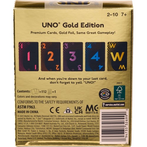mattel uno gold premium JHB35 194735326990