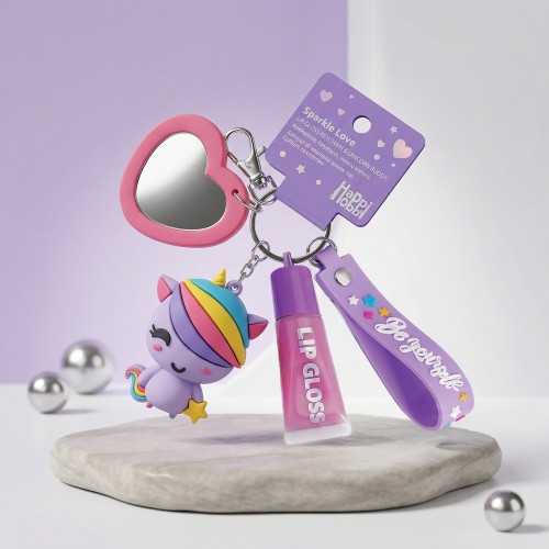 As company Happihobbi Keychain With Lip Gloss and Unicorn Figure in 2 Designs for 6+ Years 1081-60024 / 1 5203068600242