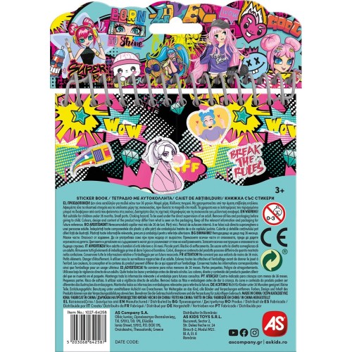 As company AS Notebook With Stickers, Assortment 3 Designs for 3+ Years 1027-64258 / 3 5203068643584
