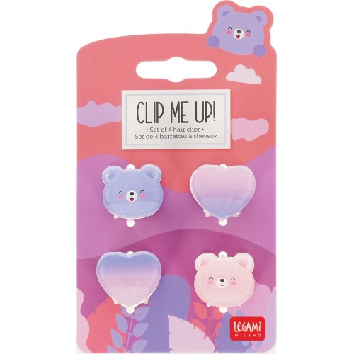 Legami Set of 4 Teddy Mini Hair Clips - Clip me up! teddy HCL0003 8052694112196