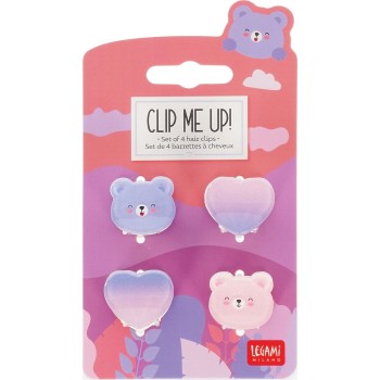 κλιπ για μαλλιά Legami - Clip Me Up - set of 4 mini hair Clips - Teddy - HCL0003 8052694112196