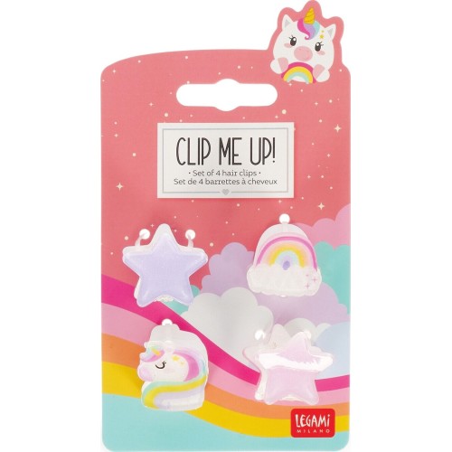 Legami Set of 4 Unicorn Mini Hair Clips - Clip me up! unicorn HCL0002 8052694112189