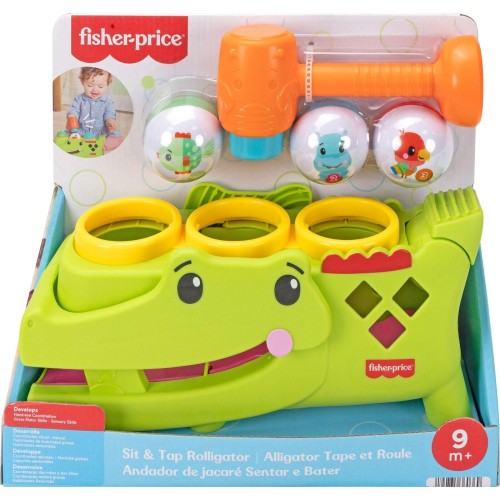 Mattel Fisher-price Sit & Tap Rolligator, Pounding Activity Toy for Baby Crawling Play, 3 Balls & Hammer JLB94 194735360369