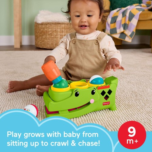 Mattel Fisher-price Sit & Tap Rolligator, Pounding Activity Toy for Baby Crawling Play, 3 Balls & Hammer JLB94 194735360369