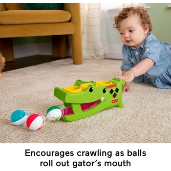 Mattel Fisher-price Sit & Tap Rolligator, Pounding Activity Toy for Baby Crawling Play, 3 Balls & Hammer JLB94 194735360369