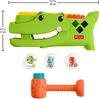 Mattel Fisher-price Sit & Tap Rolligator, Pounding Activity Toy for Baby Crawling Play, 3 Balls & Hammer JLB94 194735360369