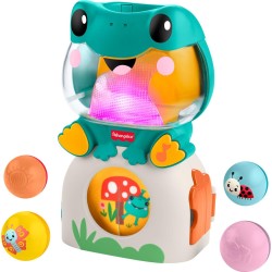 Mattel Fisher-price Light-up & Roll Frog Musical Ball Drop Activity Toy for Baby & Toddler, 3 Balls JLB96 194735360505
