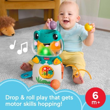 Mattel Fisher-price Light-up & Roll Frog Musical Ball Drop Activity Toy for Baby & Toddler, 3 Balls JLB96 194735360505