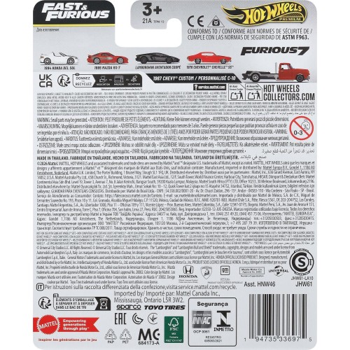 Mattel Hot Wheels Cars, Premium Fast & Furious Car for Adult Collectors HNW46 / JHW61 194735336975