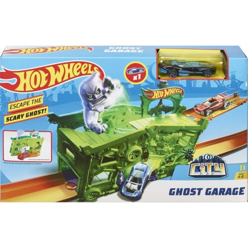 Mattel hot wheels hw city - αναδιπλουμενες πιστες ghost garage play set FJN34 / FJN38 887961539080