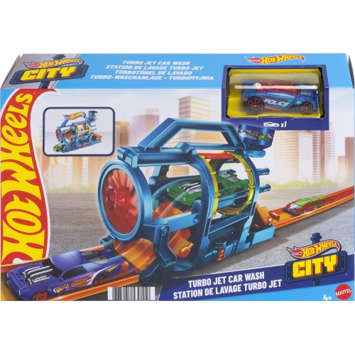 Mattel hot wheels hw city - αναδιπλουμενες πιστες turbo jet car wash play FJN34 / FJN35 887961539110