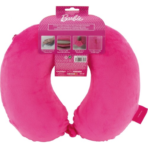 Arditex Μαξιλάρι λαιμού velboa - με λογότυπο barbie ροζ - 30x30x6 εκ. BR16718 8430957167181