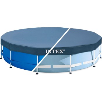 INTEX - round pool cover for 12 pools - includes rope tie/drain holes/snug fit 28031 6941057420318