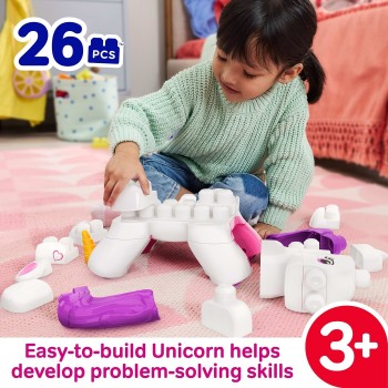 Mattel One Piece Mega Bloks Build & Enchant Unicorn Block Toy (26 Pieces) for Kids JKG36 194735349074