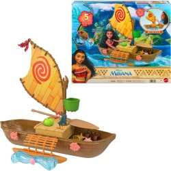 Mattel Disney Vaiana Floating Ocean Voyager Canoe Playset With 5 Play Areas, 9 Accessories & Animal Figure JLN22 194735367993