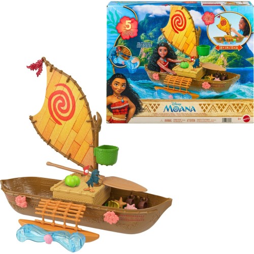 Mattel Disney Vaiana Floating Ocean Voyager Canoe Playset With 5 Play Areas, 9 Accessories & Animal Figure JLN22 194735367993