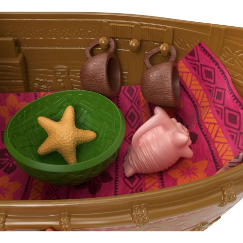 Mattel Disney Vaiana Floating Ocean Voyager Canoe Playset With 5 Play Areas, 9 Accessories & Animal Figure JLN22 194735367993