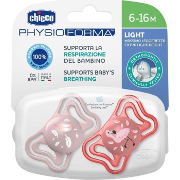 Chicco Pacifiers Light Physioforma Pink for 6-16 Months 2pcs C20-71038-11 8058664156399