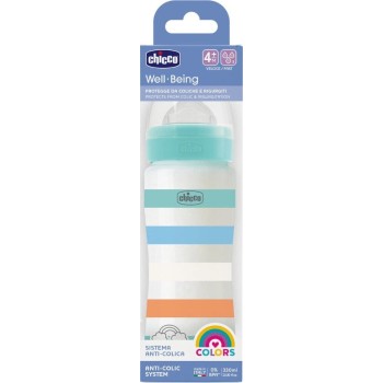 Chicco πλαστικό μπιμπερό well being κατά των κολικών μπλε 330ml για 4+ μηνών A60-28637-21 8058664166251