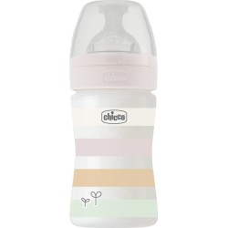 Chicco Well Being Plastic Bottle Against Pink 150ml for 0+ Months A60-28611-11 8058664166190
