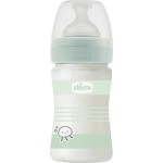 Chicco γυάλινο μπιμπερό well being κατά των κολικών με θηλή σιλικόνης πράσινο 150ml για 0+ μηνών A50-28711-31 8058664166275