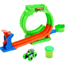 Mattel Hot Wheels Monster Trucks Mutant Chaos, Loop Challenge Playset With Wreckin’ Wolf Toy Truck & Slime JMK91 194735379439