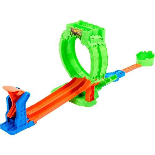 Mattel Hot Wheels Monster Trucks Mutant Chaos, Loop Challenge Playset With Wreckin’ Wolf Toy Truck & Slime JMK91 194735379439