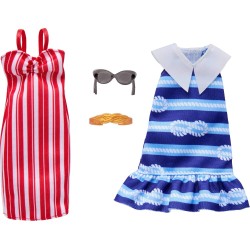Mattel Barbie Fashions 2-pack Clothing Set, 2 Outfits for Barbie Doll With 2 Dresses, and Accessories GWF04 / JJN94 194735339853