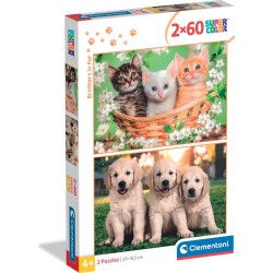 Clementoni παζλ super color χαρούμενα κουταβάκια 2x60 τμχ 1200-24820 8005125248209