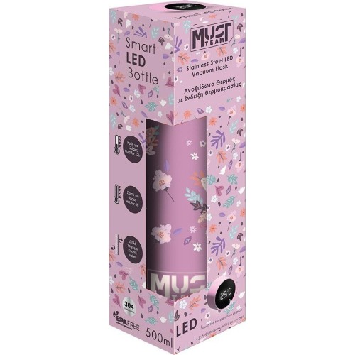 Diakakis imports Vacuum Flask Must Team Butterflies Stainless Steel500 Ml With Led Temperature Indicator 000587477 5205698821783
