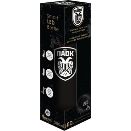 Diakakis imports Θερμος 500ml Ανοξειδωτο LED 6,5χ22,5εκ Paok 000130262 5205698827167