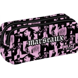 Diakakis imports School Barrel Pencil Case Marseaux Must Team Pink 2 Zippers 000505143 5205698833267