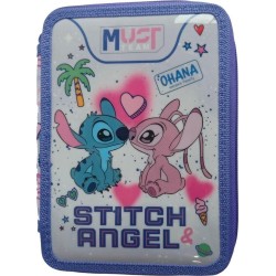 Diakakis imports Σχολική Κασετίνα Διπλή Γεμάτη Disney Stitch - Angel Ohana Must Team 000565996 5205698826245