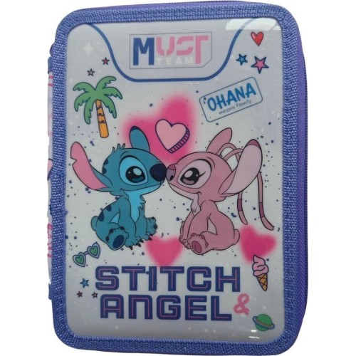 Diakakis imports School Pencil Case Double Filled Disney Stitch - Angel Ohana Must Team 000565996 5205698826245