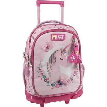 Diakakis imports Σχολική Τσάντα Τρόλεϊ Δημοτικού Must Team Pink Unicorn 3 θήκες 000587628 5205698828638