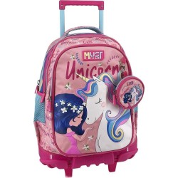 Diakakis imports School Trolley Bag Elementary Must Team Girl - Unicorn 3 Compartments 000587219 5205698807817