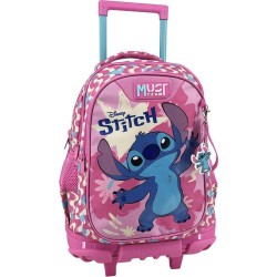 Diakakis imports School Trolley Bag Elementary Disney Stitch Pink Must Team 3 Compartments 000565972 5205698825408
