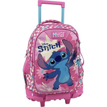 Diakakis imports School Trolley Bag Elementary Disney Stitch Pink Must Team 3 Compartments 000565972 5205698825408