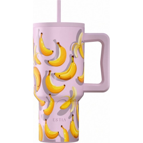 Estia Thermos Straw Tumbler XL Save the Aegean 900ml Banana Mood 01-41601 5207158041601