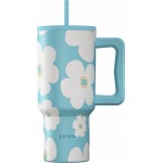 Estia Θερμος Straw Tumbler XL Save the Aegean 900ml Blue Daisy 01-41618 5207158041618