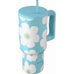 Estia Θερμος Straw Tumbler XL Save the Aegean 900ml Blue Daisy 01-41618 5207158041618