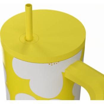 Estia Θερμος Straw Tumbler XL Save the Aegean 900ml Yellow Daisy 01-41625 5207158041625