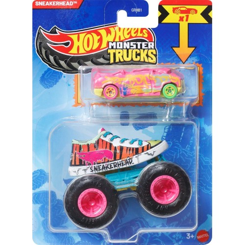 Mattel Hot Wheels Monster Truck & Car, 1:64 Scale Die-cast Truck & Car (2 Vehicles) (styles May Vary) GRH81 / JJT58 194735341511