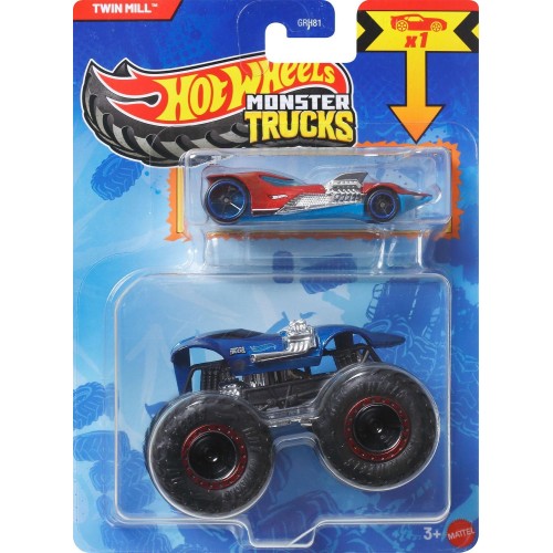 Mattel hot wheels monster trucks όχημα με αυτοκινητακι hw mt die-cast and truck 5 GRH81 / JJT56 194735341566