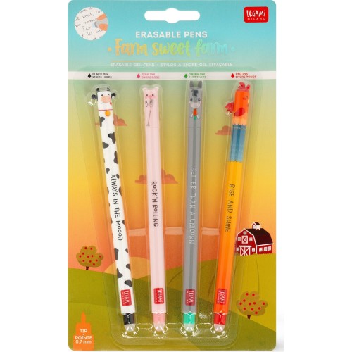 Legami σετ 4 στυλό erasable gel pens farm sweet farm EPSET0016 8052694113322